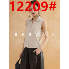 批发SHECAN【春日融冰】宽松百搭单排扣翻领绵羊毛针织背心马甲4DA031