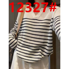 批发法式v领条纹慵懒松弛感针织防晒罩<b class='q'>衫</b>女夏季宽松外搭长袖<b class='q'>空调</b>上衣