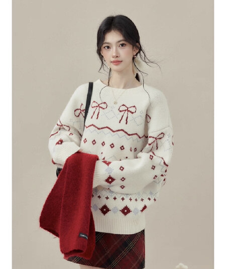 공정한 섬 풀오버 스웨터 여자 가을 겨울철 착용 가져 가라. 라운드 넥 루즈핏 맨위
