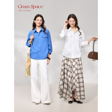 批发原野空间GRASS SPACE双色简约老钱九分袖<b class='q'>衬衫</b>女春显白设计感<b class='q'>衬衣</b>