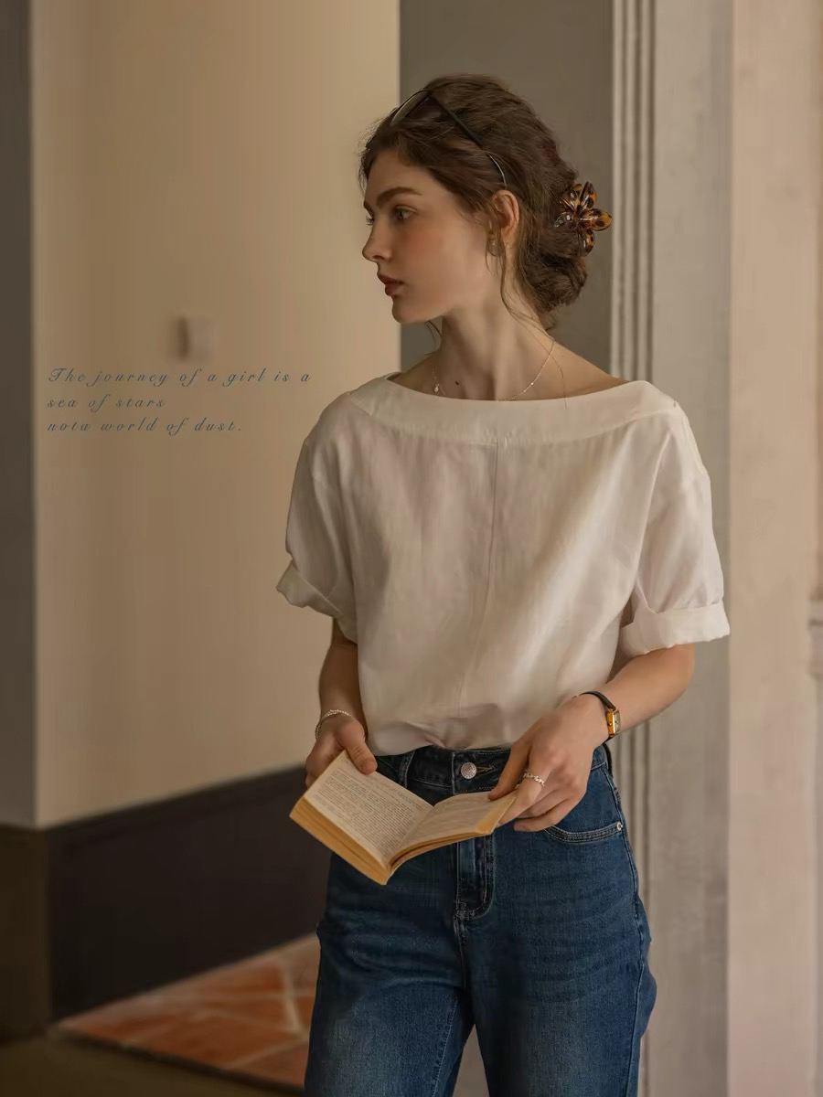 바람처럼 있음 편지 아마 라이 경기 서울 절묘한 캐주얼 보트 칼라 레이스업 맨위 전후 둘 착용 반팔 작은 셔츠