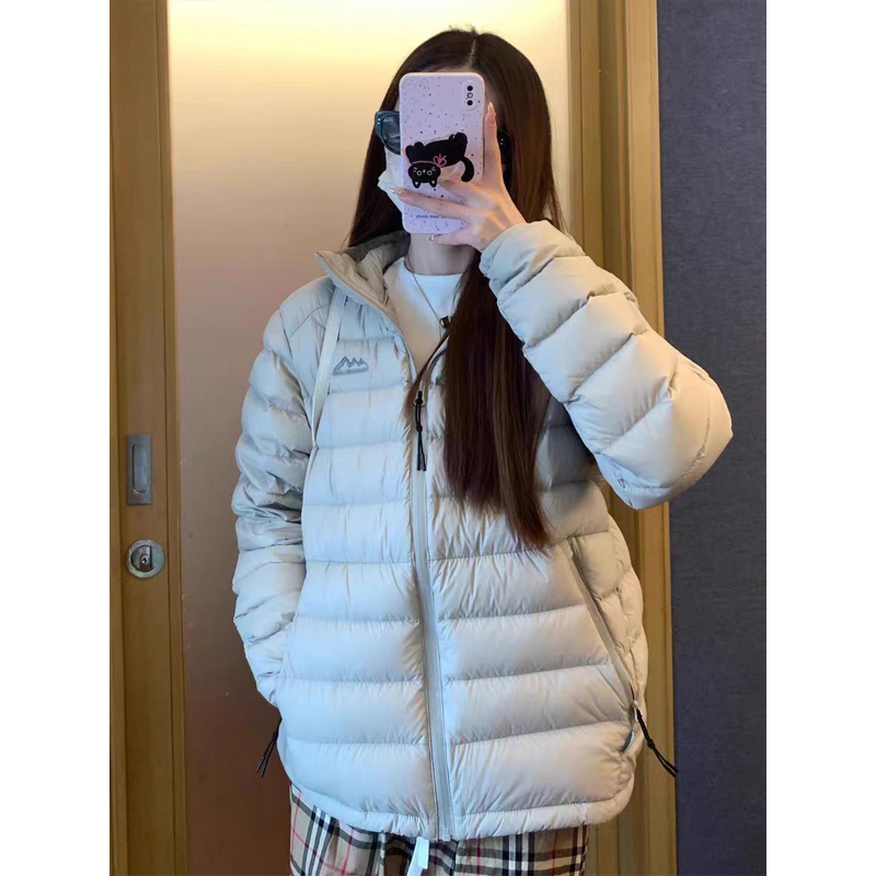 2025新款韩版修身排骨羽绒服女冬季轻薄情侣棉衣保暖连帽外套