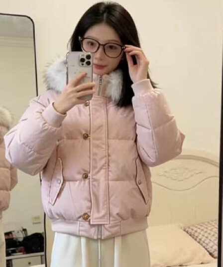 2026 커플 새로운 후드 모피 칼라 다운 재킷 여자 겨울 작은 키 패딩 재킷 루즈핏 빅 사이즈 두꺼움 재킷