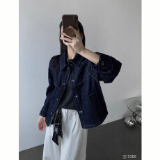 批发韩系复古明线设计翻领牛仔外套女2025秋季新爆款<b class='q'>甜美</b>显瘦夹克上衣