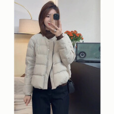 批发高端白鸭绒圆领羽绒服短外套女2025新款冬季小个子轻薄保暖面包服