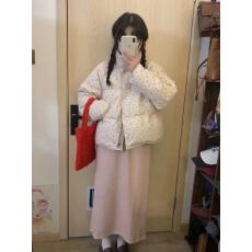 批发羽绒服女2025冬季新款短款韩版碎花立领女小个子加厚面包服外套潮