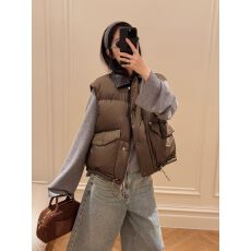 批发miu系皮领大口袋棉马甲冬季女装