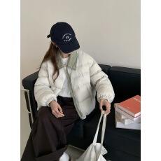 翻领拼接羽绒棉服女2025新款巨好看cleanfit保暖小个子短款外套