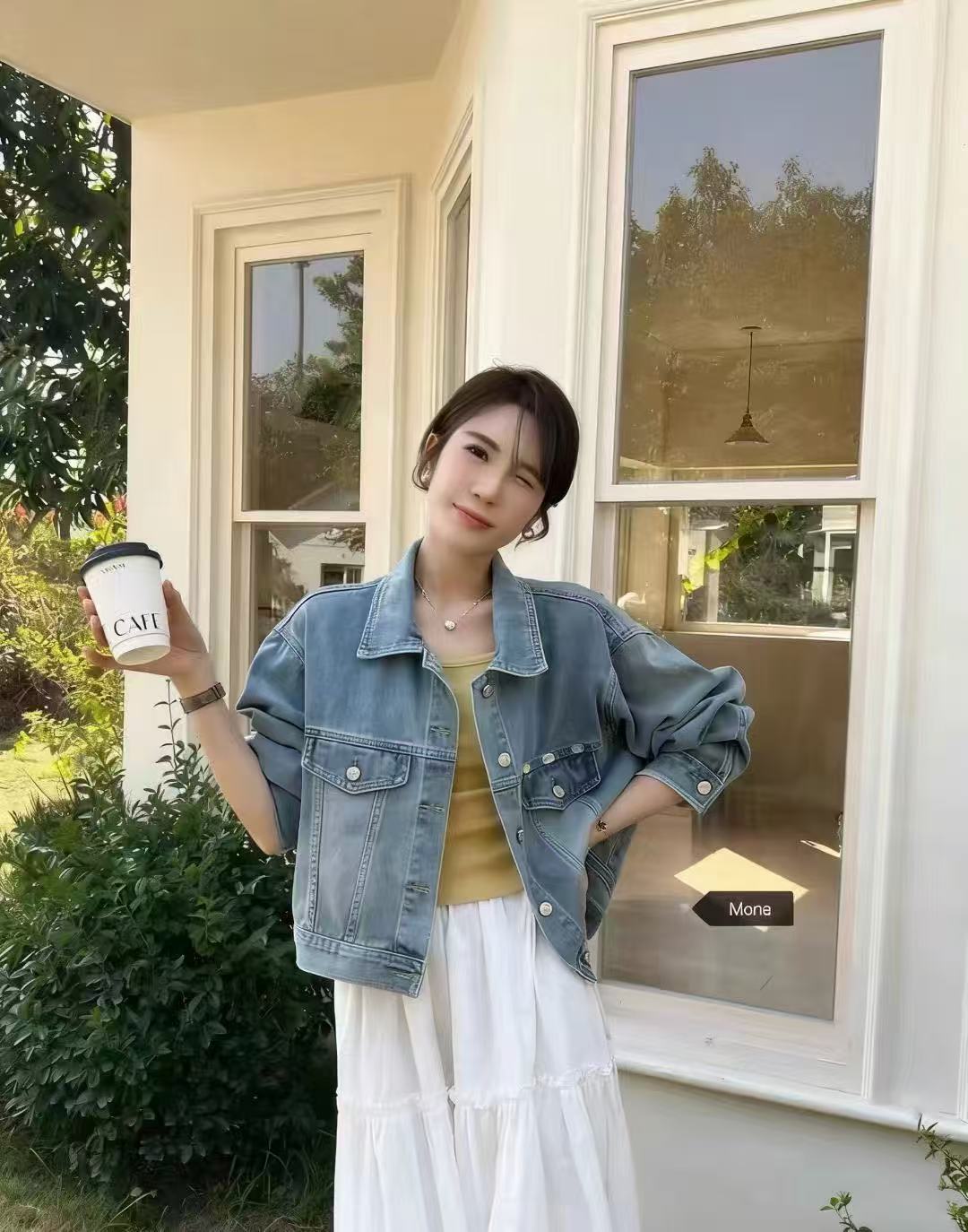 2026 봄 가을 새로운 폴로 칼라 긴팔 싱글 줄 버튼 루즈핏 캐주얼 데님 여성 코트 품격 다용도 맨위