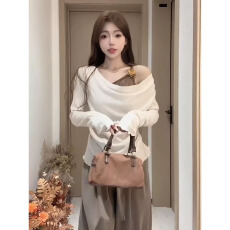 批发春季假两件收腰显瘦百搭上衣女装温柔风立体<b class='q'>花朵</b>长袖<b class='q'>T</b>恤衫潮