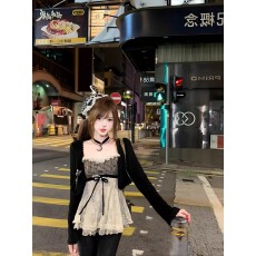 批发心动恋人秋季修身显瘦设计网红格子蕾丝拼接吊带上衣+<b class='q'>开衫</b>套装<b class='q'>女</b>