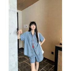 批发2026夏季新款复古做旧<b class='q'>牛仔</b>外套+吊带<b class='q'>背心</b>+休闲<b class='q'>短款</b><b class='q'>牛仔</b>短裤套装