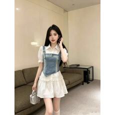 批发2026夏季通勤风两件套女装时尚显瘦高级感白<b class='q'>衬衫</b><b class='q'>牛仔</b>背心收腰套装