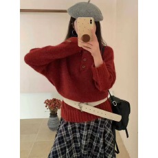 批发皮标韩版冬季新款宽松百搭减龄软糯套头毛衣女2025长袖上衣