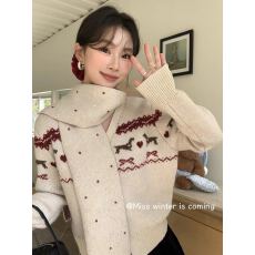 围巾氛围感费尔岛韩版秋季新款百搭减龄软糯开衫毛衣女25长袖上衣