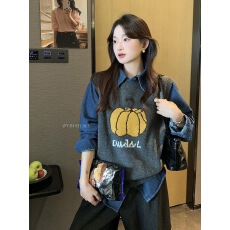 批发别致小众早春流行风格提花马甲套头针织衫两件套可拆上衣女26毛衣