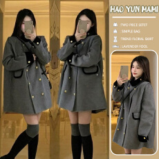 批发孕妇装 2025新款复古法式灰色呢子大衣高级感超好看洋气毛呢外套