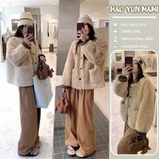 批发孕妇装2025新款韩系慵懒羊羔毛高级感巨好看宽松加厚毛毛上衣外套