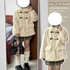 批发孕妇装季2025新款毛绒绒超软羊羔绒韩系穿搭小香风羊羔毛毛厚外套