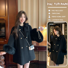 孕妇装 2025新款高级感超好看毛呢气质加厚保暖毛毛袖口呢子大衣