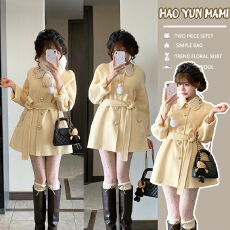 批发<b class='q'>孕妇装</b>2025新款韩系时尚温柔风超好看系带收腰双面呢大衣毛呢外套