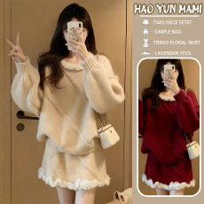 孕妇套装2025新款小香风巨好看独特漂亮穿搭一整套针织毛衣裙套装