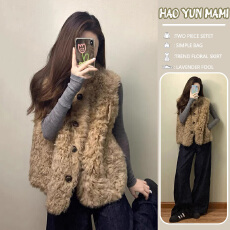 批发孕妇装 2026新款韩系羊羔毛马甲外搭独特超好看时尚短款无袖上衣