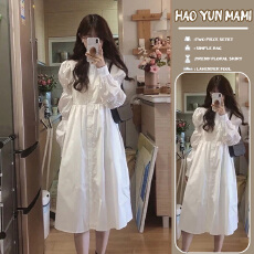 批发<b class='q'>孕妇装</b>2026年春季<b class='q'>新款</b>韩系初春独特超好看高级感休闲白色连衣裙女