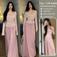 批发孕妇套装现现~2026春季新品韩系慵懒风时尚吊带裙+防晒罩衫两件套