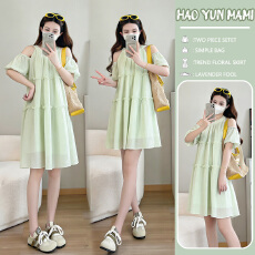 批发实拍现现~2026春夏季新款时尚简约孕妈高级感穿搭孕期洋气连衣裙