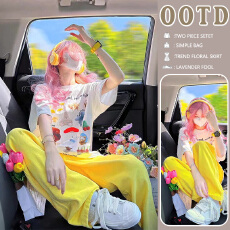 批发新品现现~2026<b class='q'>春</b>季新品韩版甜美短袖T恤网红爆款休闲阔腿裤两件套