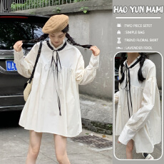批发新品 现 <b class='q'>夏</b>季新款潮妈秋装法式chic高级感宽松长袖泡泡袖时尚短裙