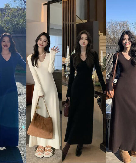 신제품 지금 가을 겨울철 V넥 니트 몸매 가꾸기 품격 인사이드 가져 가라. 예쁜 스웨터 타이트 스커트 인어 꼬리 드레스