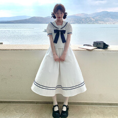 批发2026年夏季新款学院风海军领短袖两件套送领结