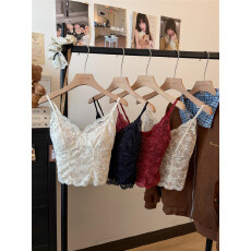 批发实拍实价~蕾丝吊带背心女加绒保暖带胸垫一体2025秋冬内搭打底衫