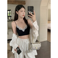 批发实拍实价~法式性感蕾丝内衣无钢圈深V带胸垫美背