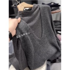 批发时尚高级感灰色针织马甲内搭打底衫套装女秋