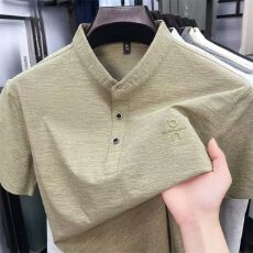 批发薄款POLO立领短袖T恤男士夏季新款复古休闲新款百搭半袖体恤上衣