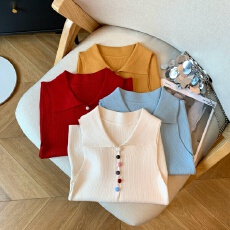 批发红色polo领冰丝针织背心女夏季外穿2026新款<b class='q'>修身</b>辣妹翻领无袖上衣