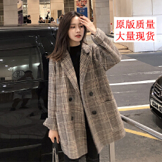 批发毛呢外套女小个子中长款韩版2023秋冬季新款复古西装港风宽松呢子