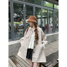 批发实拍   学院风翻领风衣秋季新款<b class='q'>甜美</b>减龄宽松蝴蝶结单排扣外套