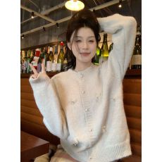 批发实拍  甜美小香风重工立体<b class='q'>蕾丝</b>蝴蝶结长袖针织开衫毛衣外套女