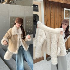 批发实拍  2025冬季韩版时尚高级感麂皮绒羊羔毛皮毛一体加厚保暖外套