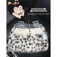 批发实拍  2025新款复古豹纹毛毛拼接低腰短裙性感辣妹<b class='q'>包臀</b>字母<b class='q'>半身裙</b>