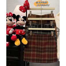 实拍  复古毛呢格纹防走光短裙女冬季新款辣妹休闲包臀半身裙