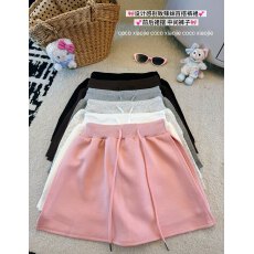 批发实拍 2026秋夏新款简约纯色百搭A字裙女开叉高腰显瘦<b class='q'>卫衣</b>短裙裤