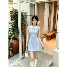 批发实拍   温莎小姐 TR斜纹西装料娃娃领连衣裙<b class='q'>女</b>收腰显瘦无袖背心裙