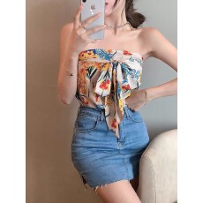 批发实拍 大理 三亚度假背心吊带女<b class='q'>夏</b>修身海边短款上衣设计感旅游裹胸