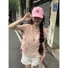 批发实拍  夏季新款法式甜美荷叶边波点衬衫女超仙风温柔娃娃小衫女