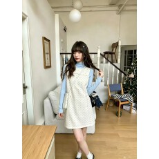 批发实拍韩系甜美小爱心气质无袖连衣裙女秋冬显瘦减龄针织打底衫套装